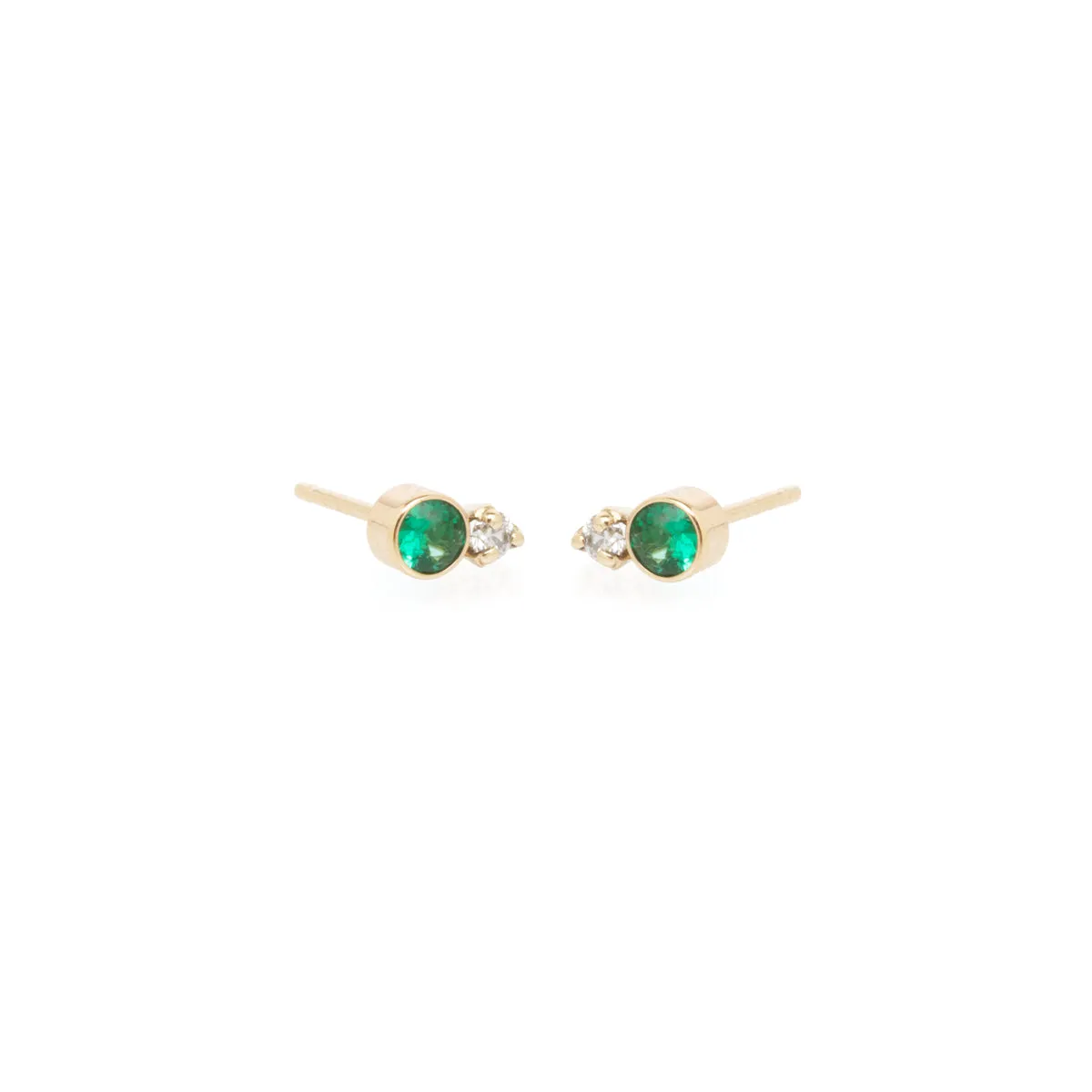 14k Mixed Emerald Bezel & Diamond Prong Studs