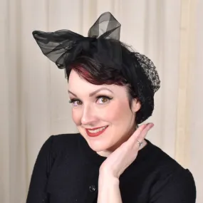 1950s Black Lace Head Scarf Tie