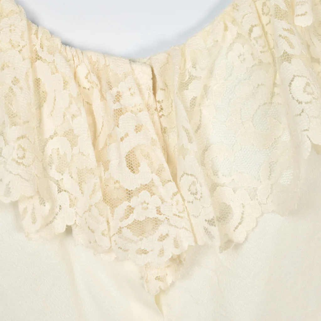 1950s Cream Lace Ruffle Vintage Top