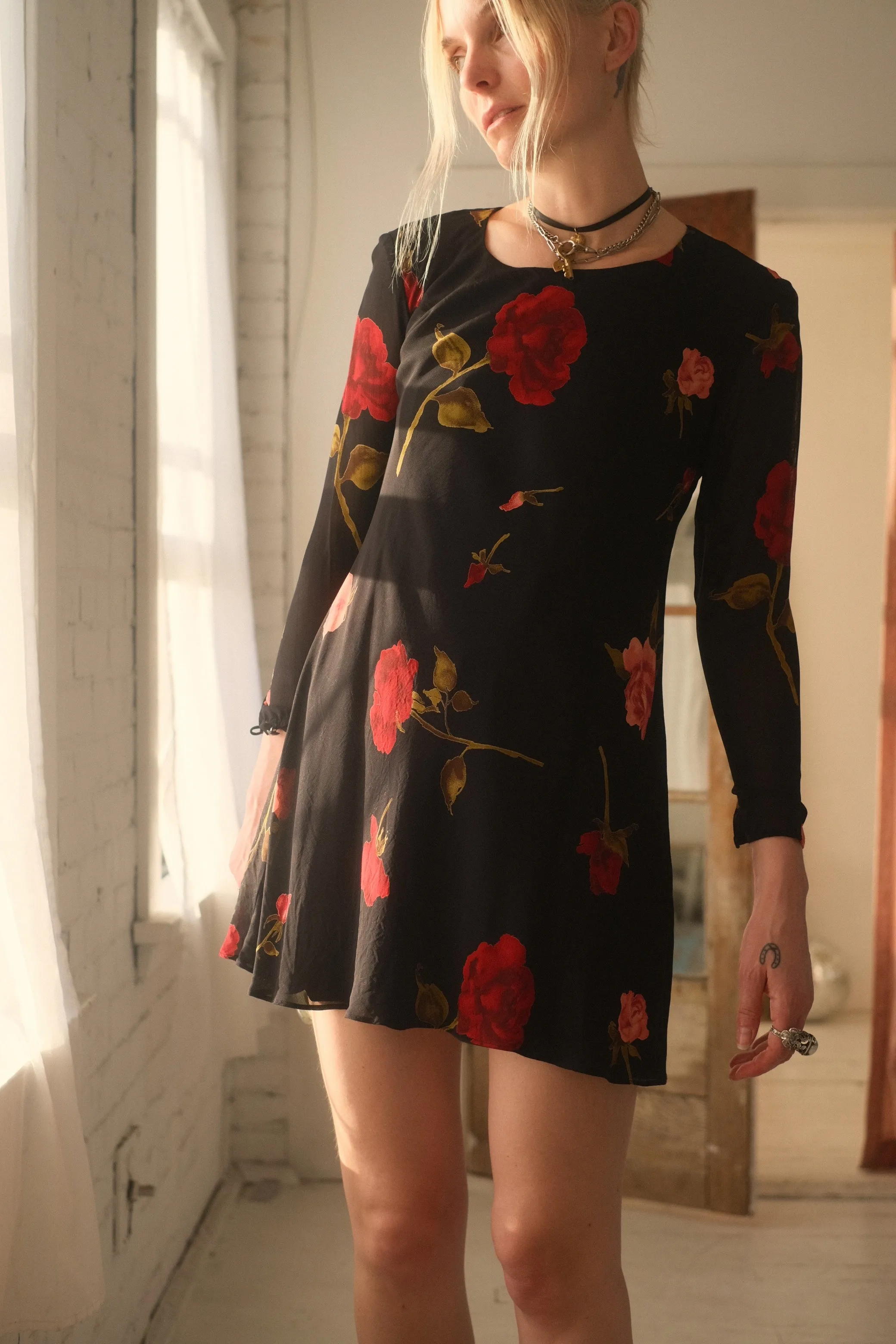 1990s Roses Mini Dress