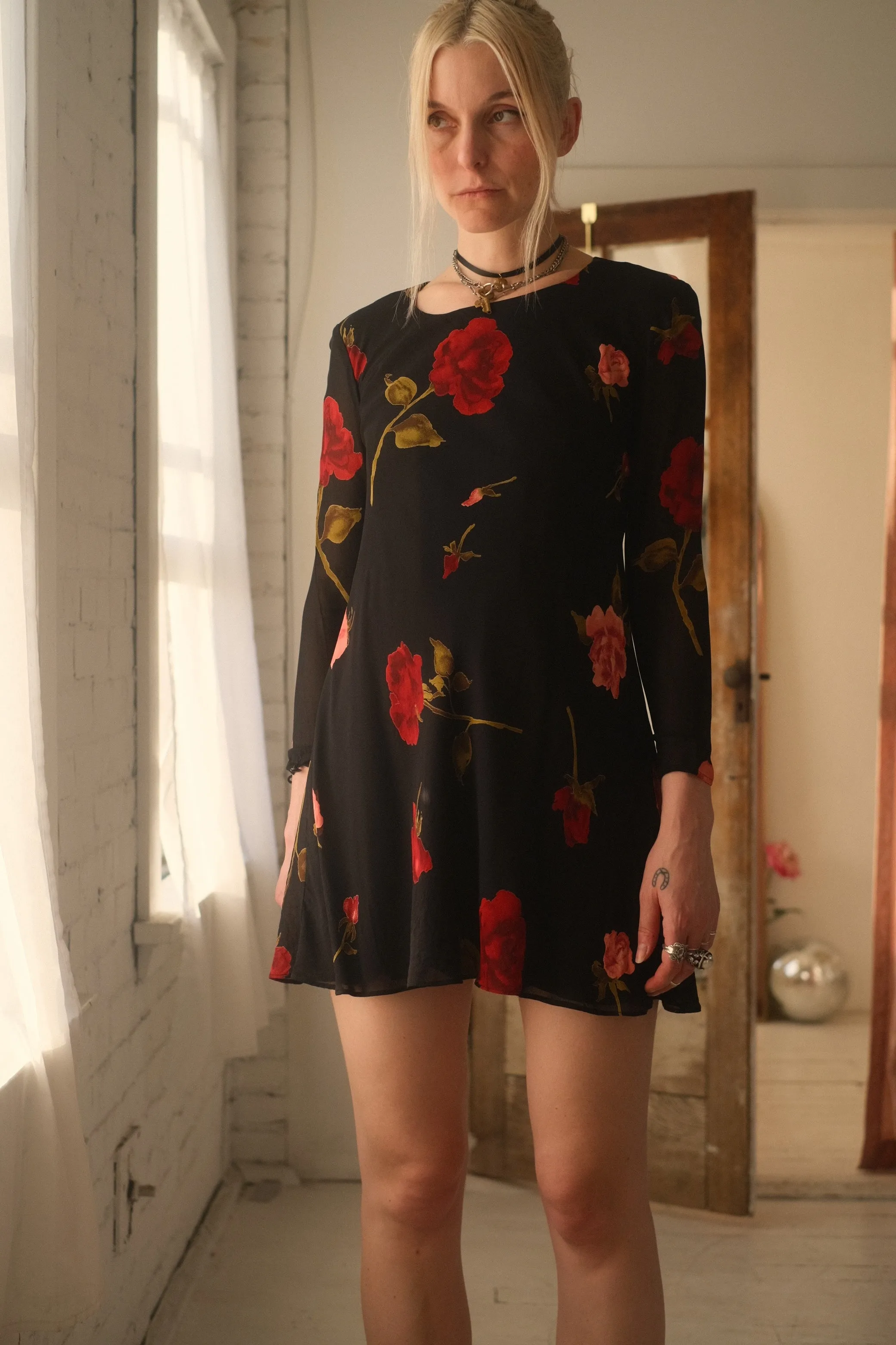 1990s Roses Mini Dress