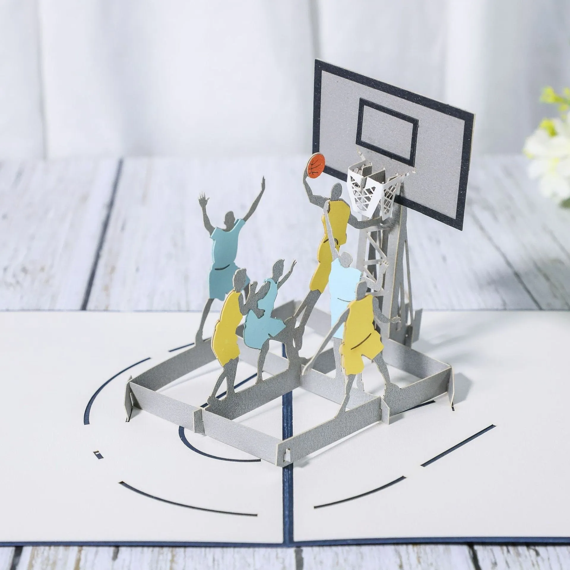 3D Handmade Basketball Game Pop Up Greeting Card: Ideal for Thinking of You, Congrats, Birthdays, or Saying Thanks