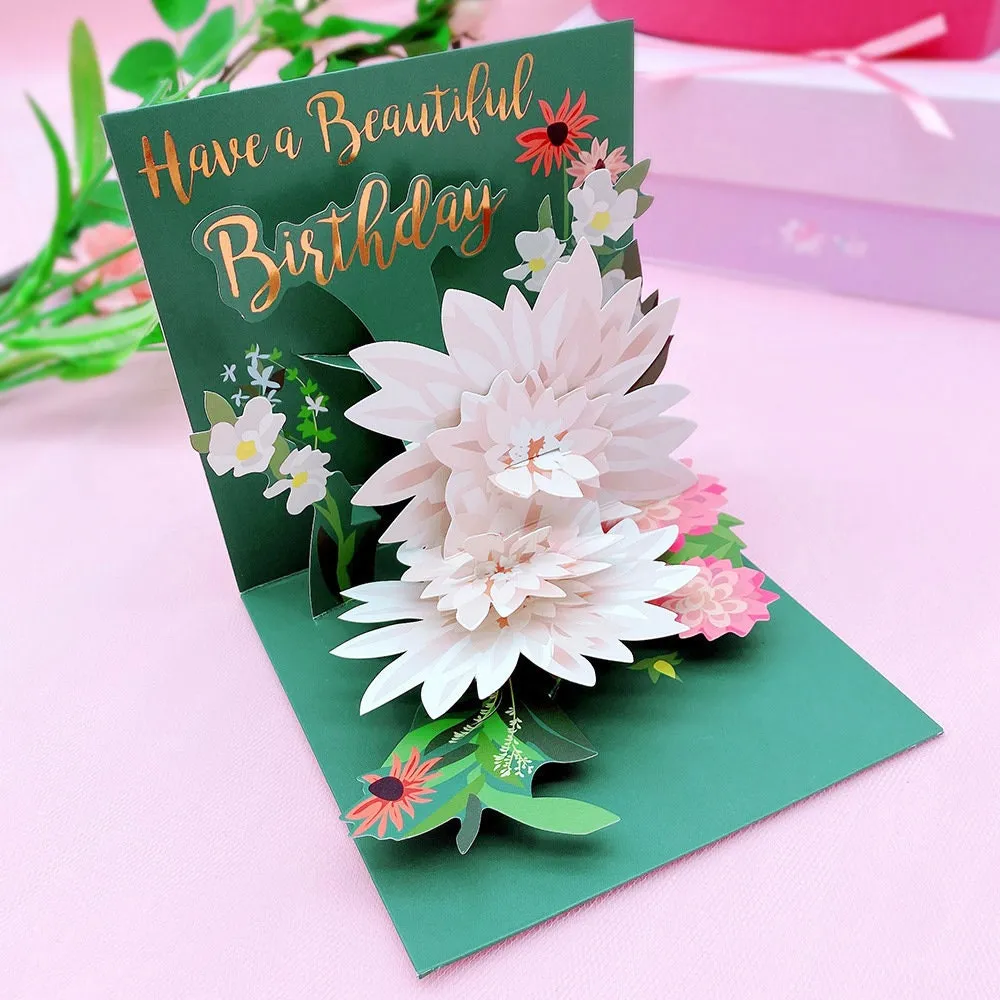 3D POP UP Birthday Flowers Greeting Card - Handmade & Personalized for Birthday Wishes and Gratitude