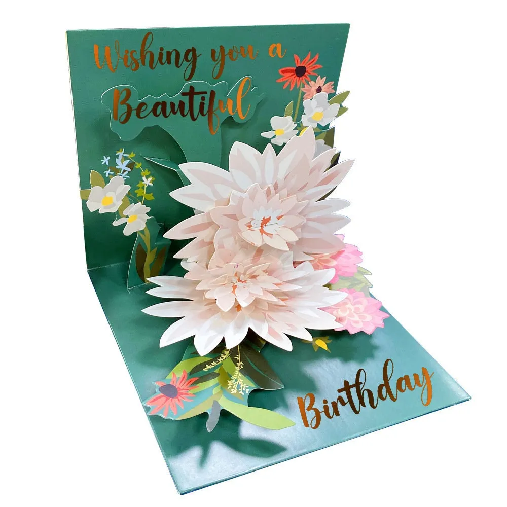 3D POP UP Birthday Flowers Greeting Card - Handmade & Personalized for Birthday Wishes and Gratitude