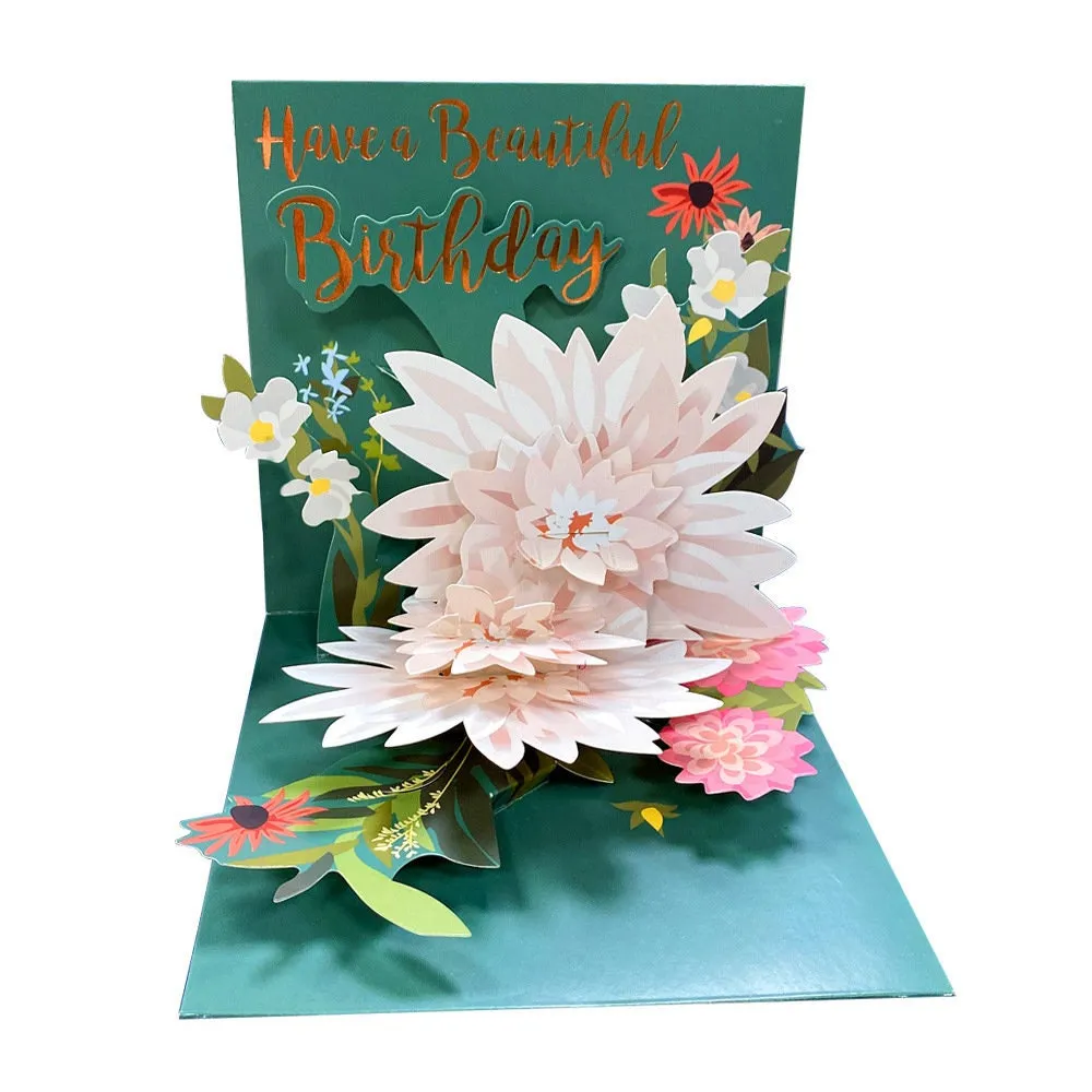 3D POP UP Birthday Flowers Greeting Card - Handmade & Personalized for Birthday Wishes and Gratitude