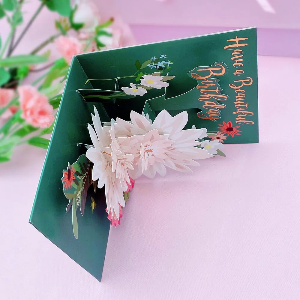 3D POP UP Birthday Flowers Greeting Card - Handmade & Personalized for Birthday Wishes and Gratitude