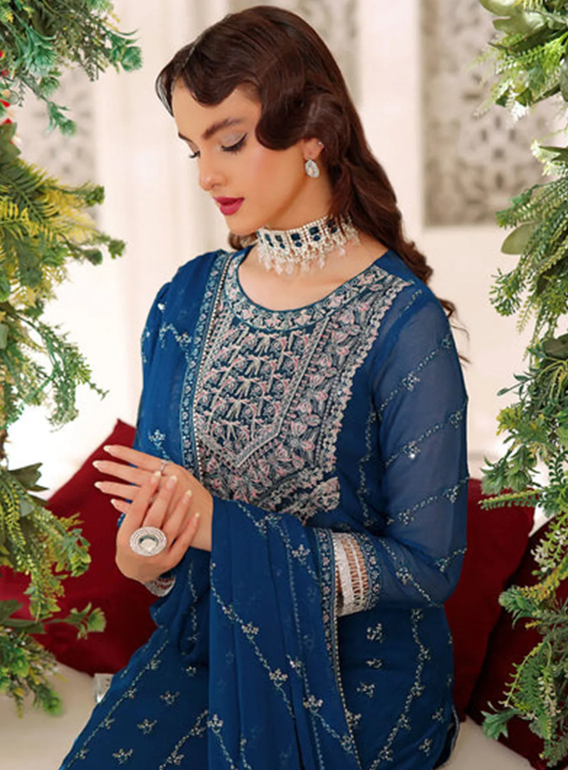 Aaina By Awwal Embroidered Chiffon Unstitched 3 Piece Suit - 06 GAUHAR