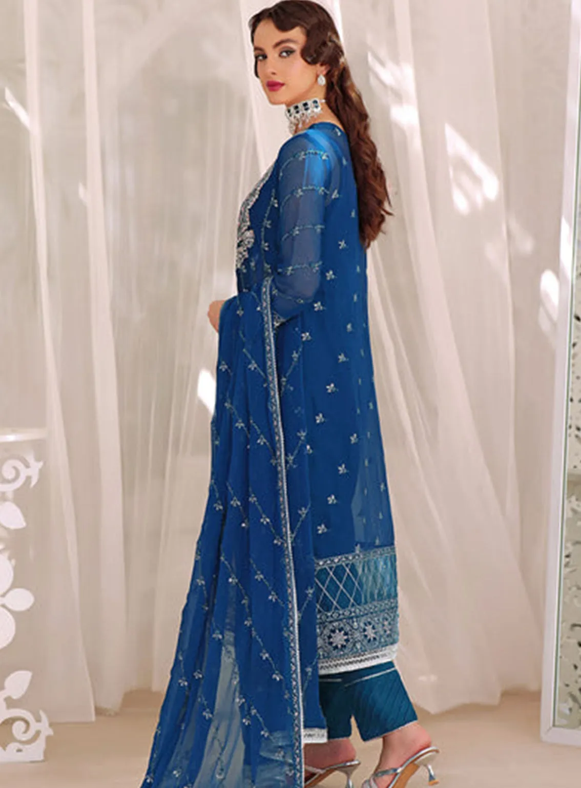 Aaina By Awwal Embroidered Chiffon Unstitched 3 Piece Suit - 06 GAUHAR