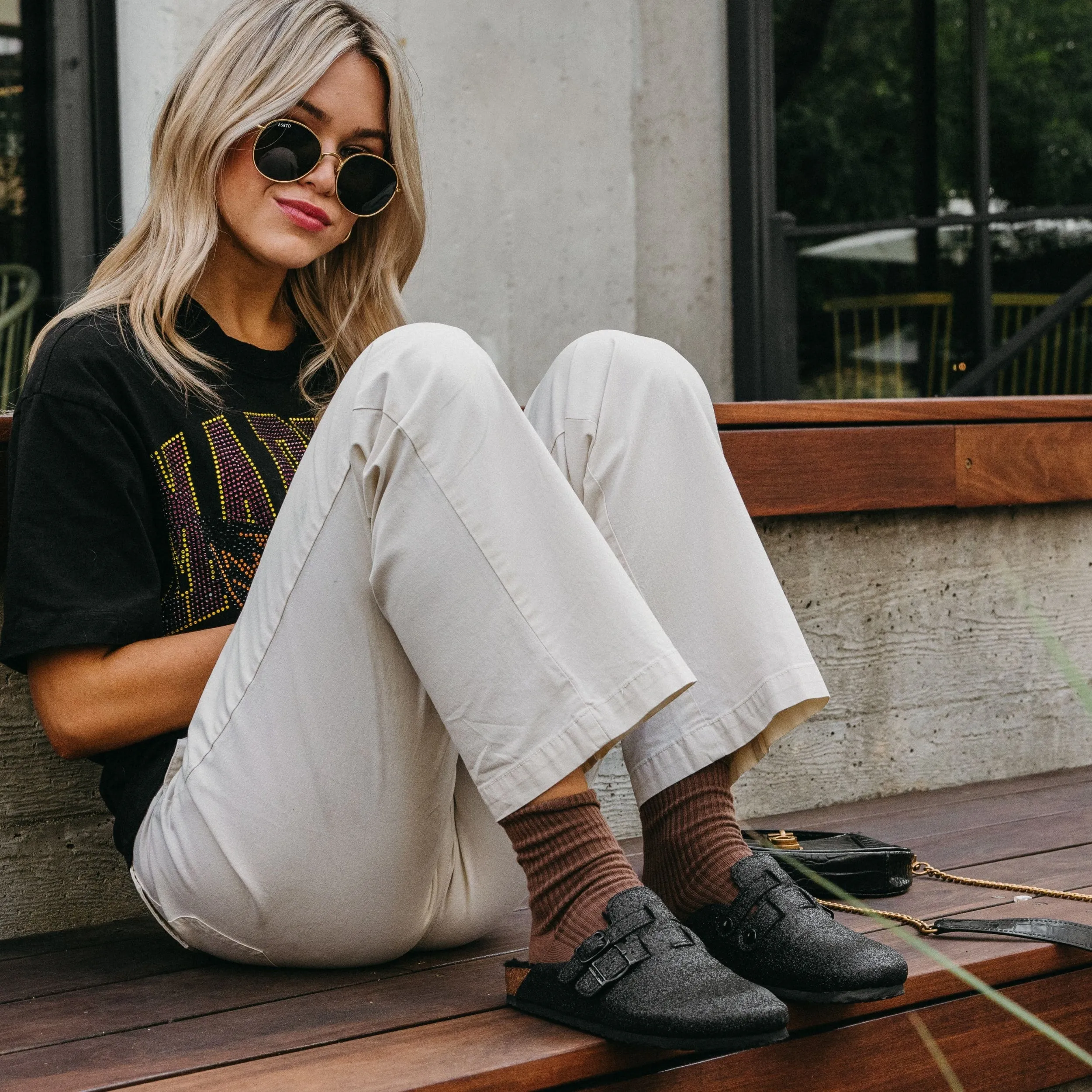 Abel Black Glitter Clogs