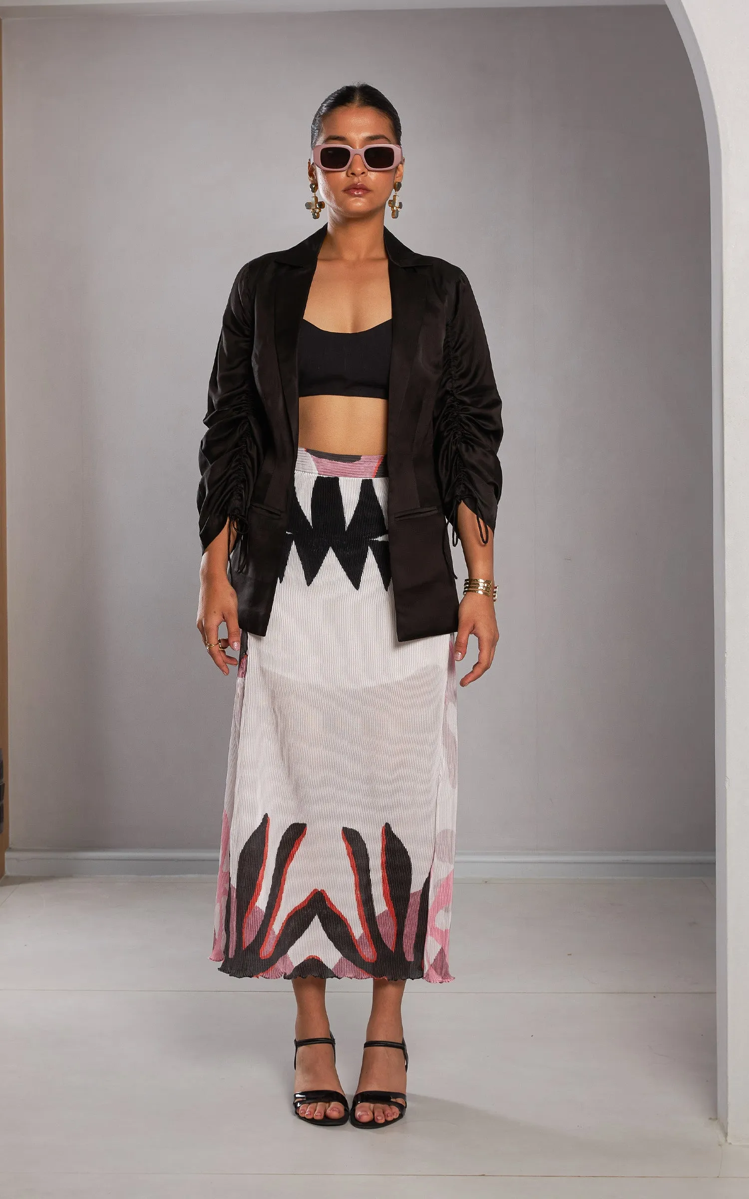 Abstract Blazer And Skirt Set