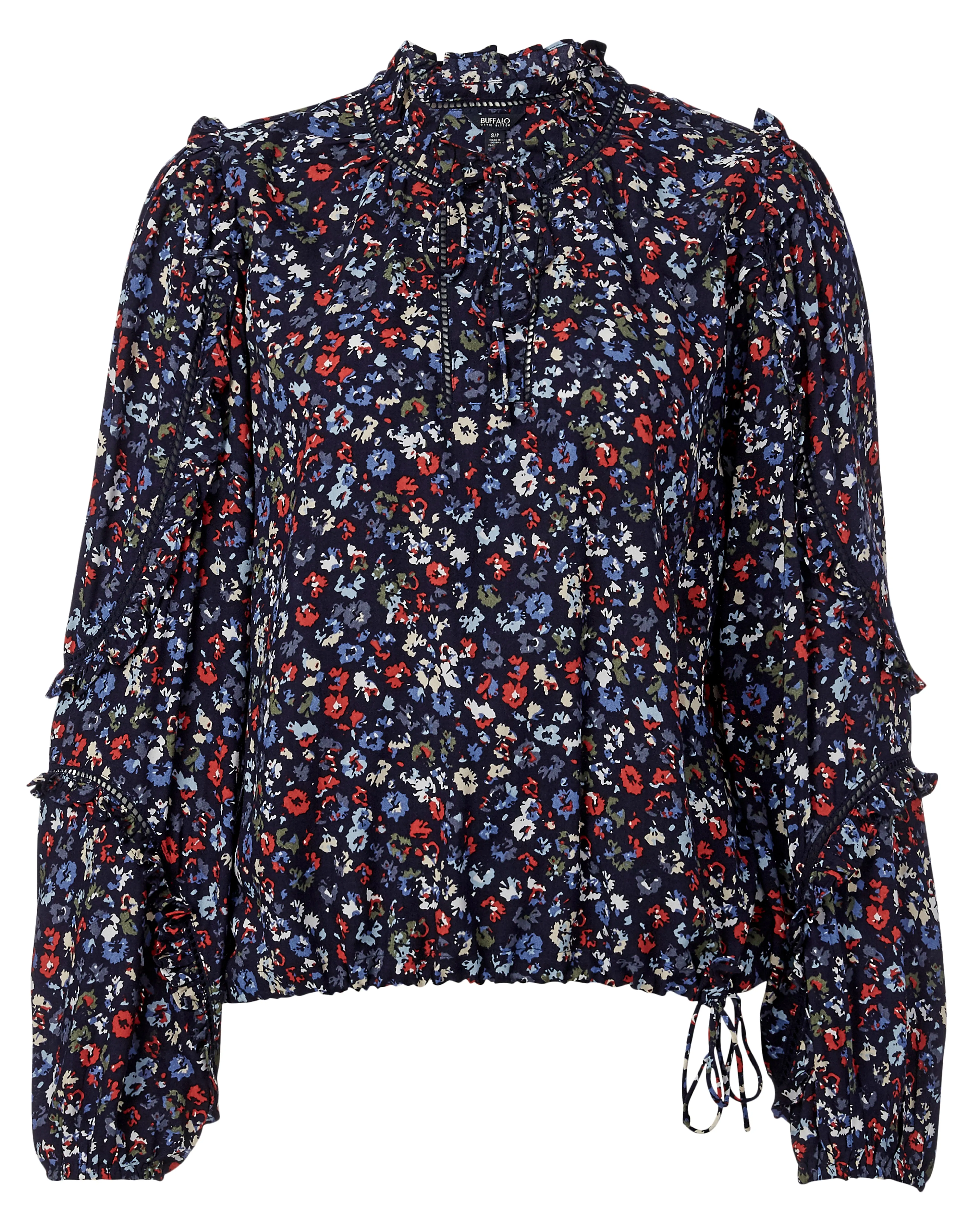 Adeline Women's Tie Neck Blouse in Nautical Floral - WT0521H