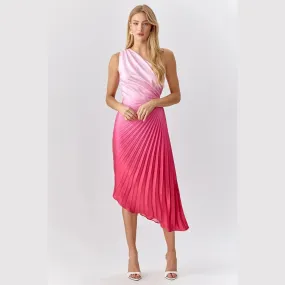 Adelyn Rae Madina Ombre Pleated One Shoulder Dress