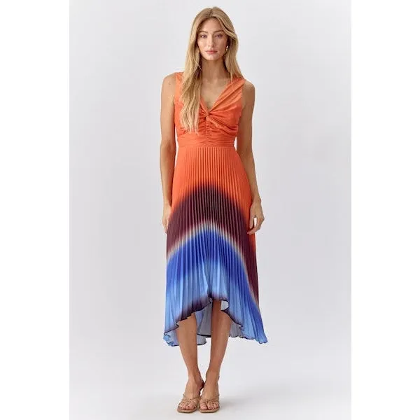 Adelyn Rae Shannie Ombré Pleated Dress