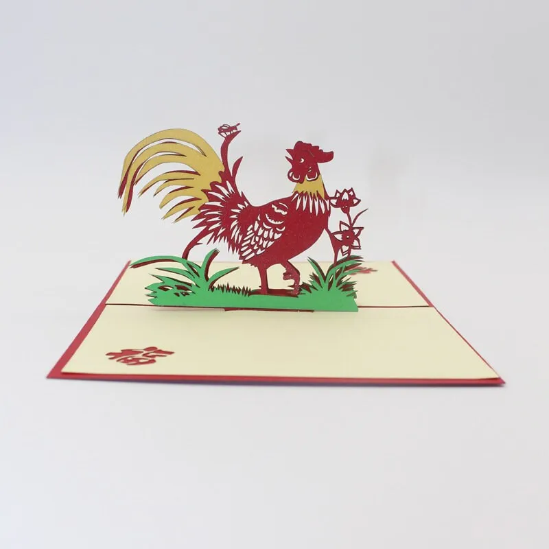 Adorable Rooster 3D Pop Up Handmade Greeting Card - Perfect for Kids Birthday Wishes, Thinking of You, Congrats, or Thank You Greeting Card