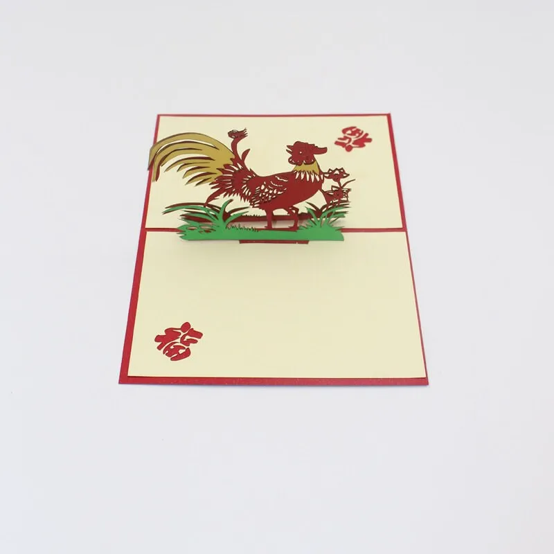 Adorable Rooster 3D Pop Up Handmade Greeting Card - Perfect for Kids Birthday Wishes, Thinking of You, Congrats, or Thank You Greeting Card