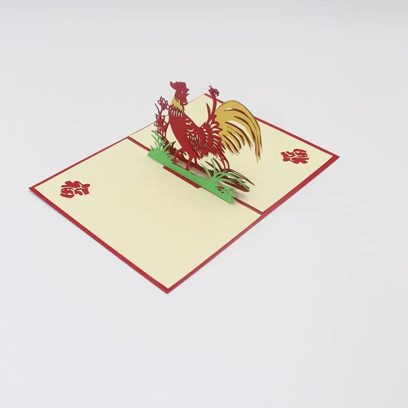 Adorable Rooster 3D Pop Up Handmade Greeting Card - Perfect for Kids Birthday Wishes, Thinking of You, Congrats, or Thank You Greeting Card