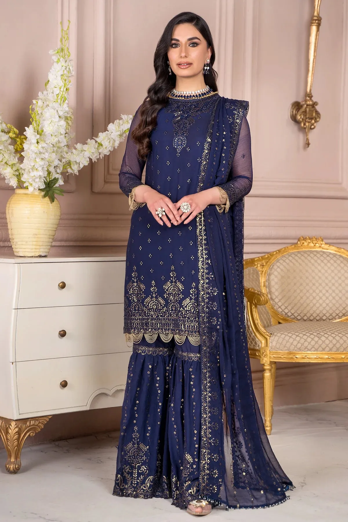 Afreen By Zarif Embroidered Net Unstitched 3 Piece Suit - 05