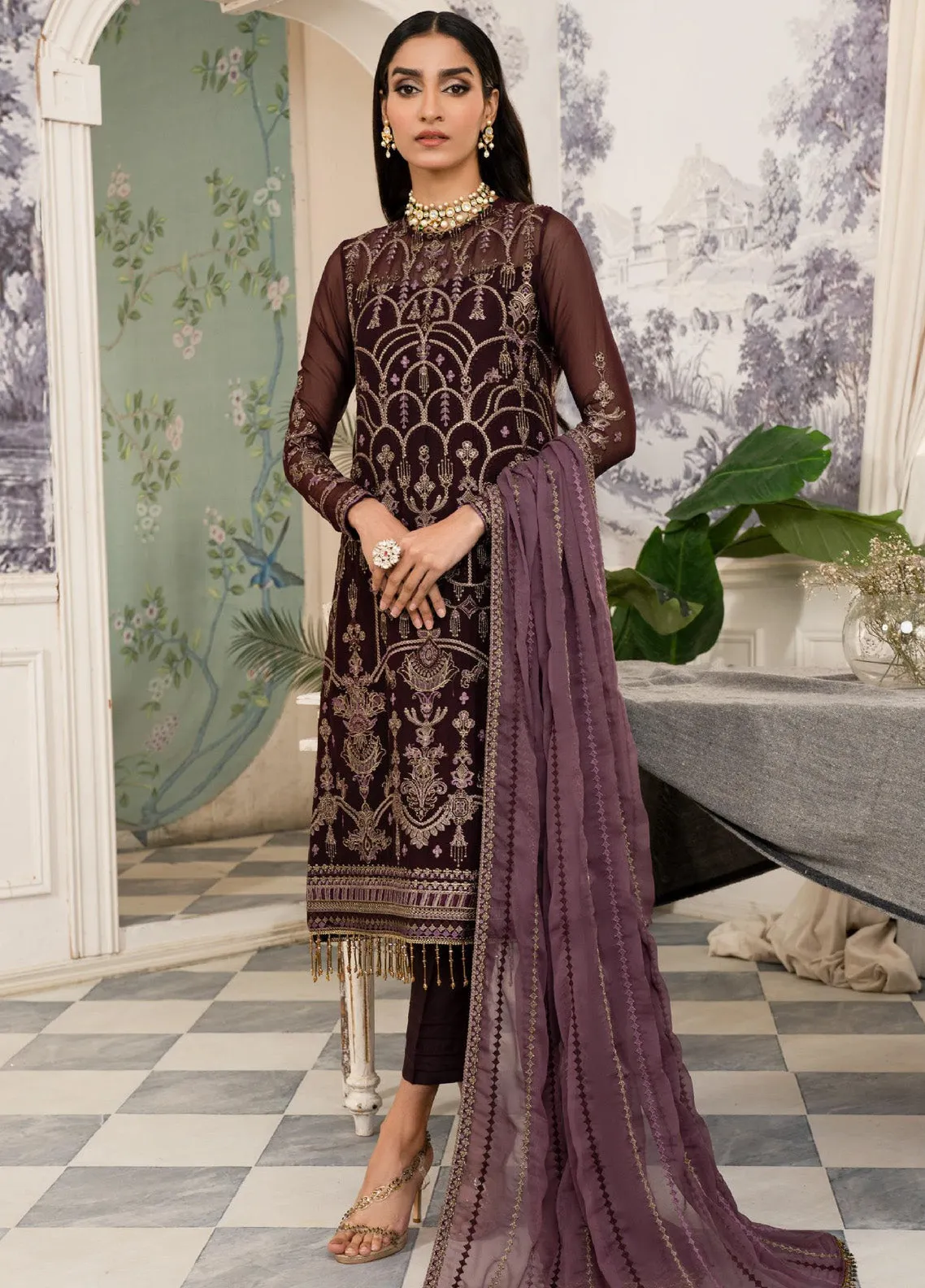 Afsanah by Zarif Embroidered Chiffon 3 Piece Unstitched Suit ZF24AF ZAF-09 ZINAT