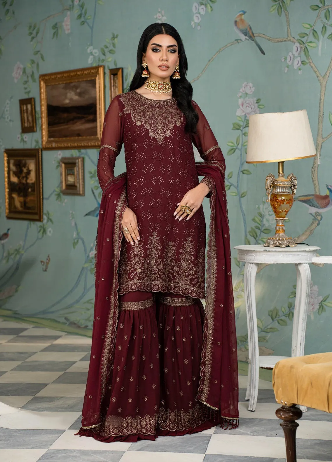 Afsanah by Zarif Embroidered Chiffon 3 Piece Unstitched Suit ZF24AF ZAF-12 RESHAM