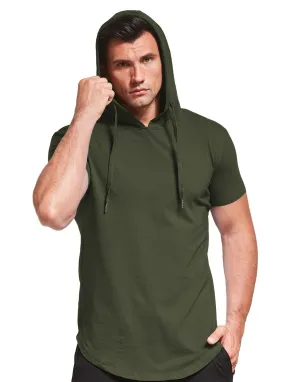 Aiyino Men's Hipster Hip Hop Short/Long Sleeve Longline Pullover Hoodies Side Zipper T Shirt