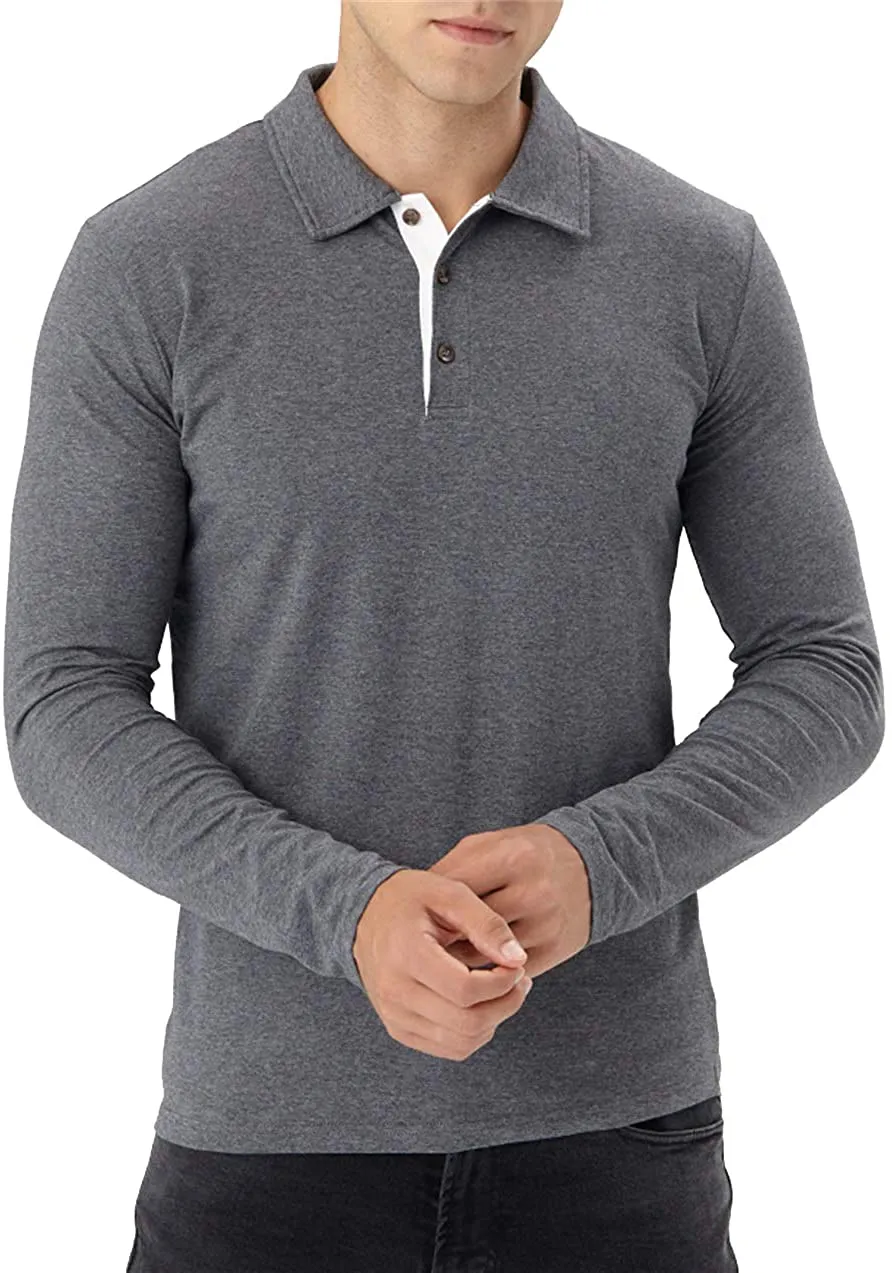 Aiyino Men's Short/Long Sleeve Polo Shirts Casual Slim Fit Basic Designed Cotton Shirts