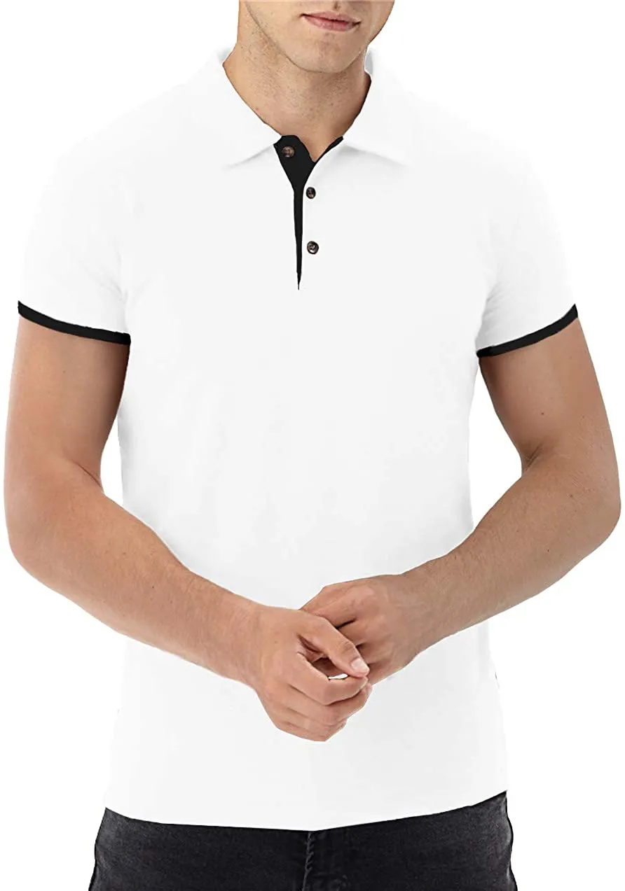 Aiyino Men's Short/Long Sleeve Polo Shirts Casual Slim Fit Basic Designed Cotton Shirts