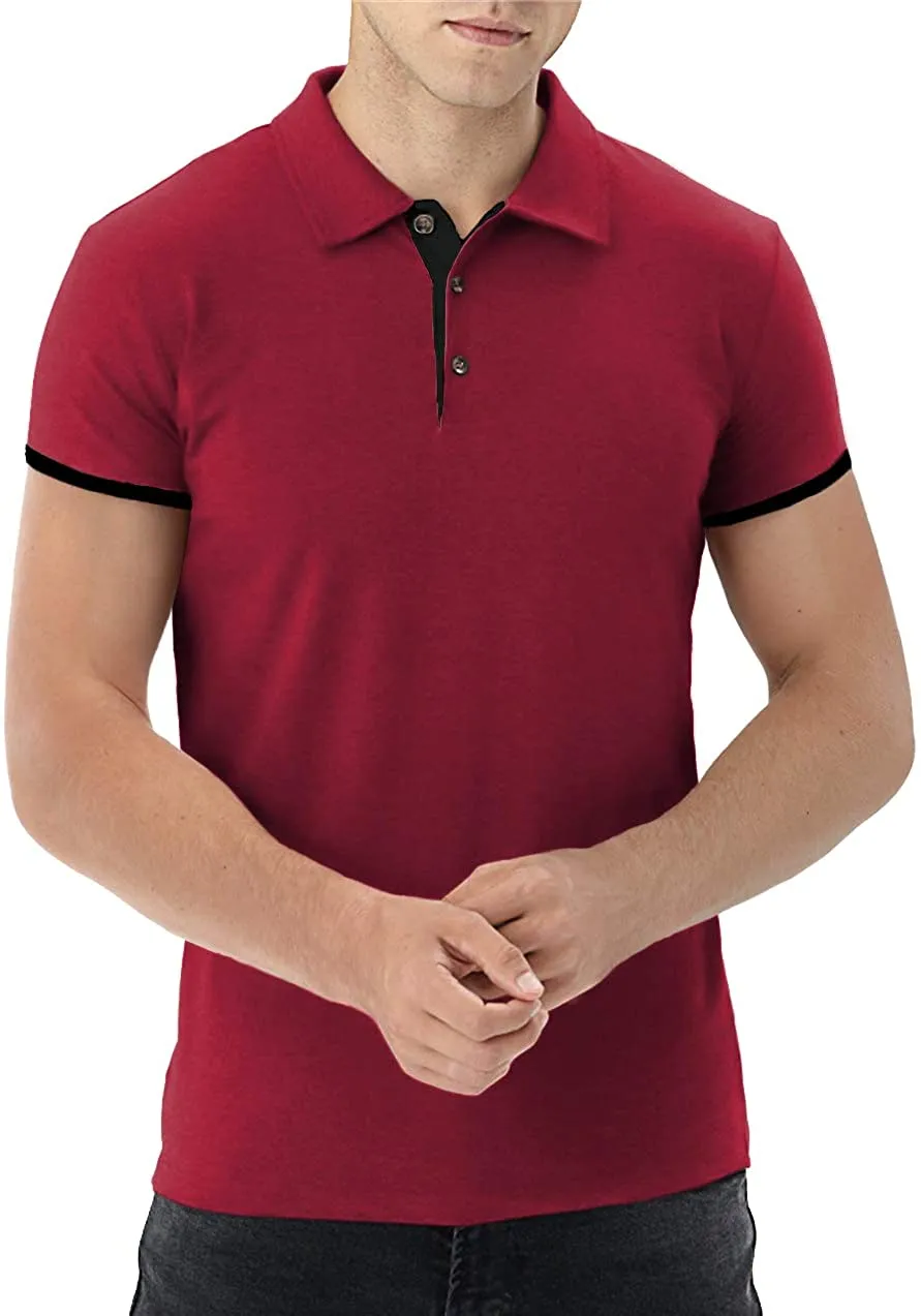 Aiyino Men's Short/Long Sleeve Polo Shirts Casual Slim Fit Basic Designed Cotton Shirts