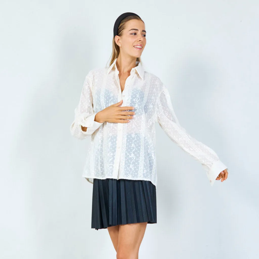 All-over sequin chiffon blouse wholesale