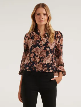 Amelia Printed Button Down Blouse