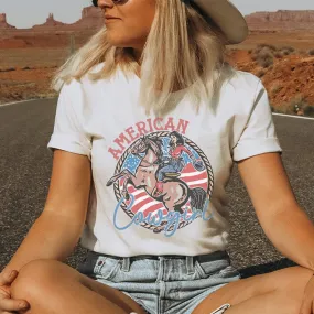 American Cowgirl Patriotic Graphic T-Shirt - WE301