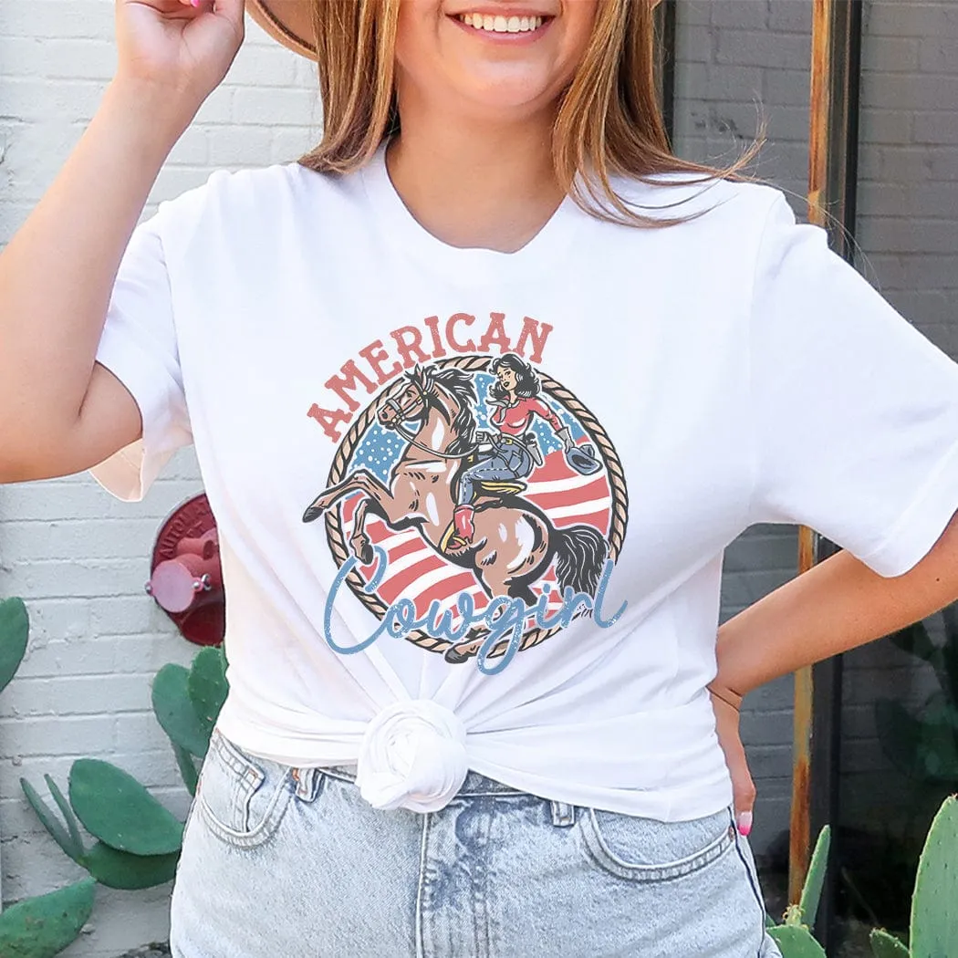 American Cowgirl Patriotic Graphic T-Shirt - WE301