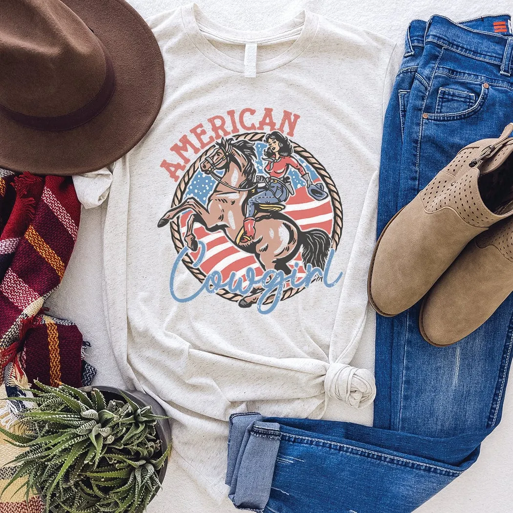 American Cowgirl Patriotic Graphic T-Shirt - WE301