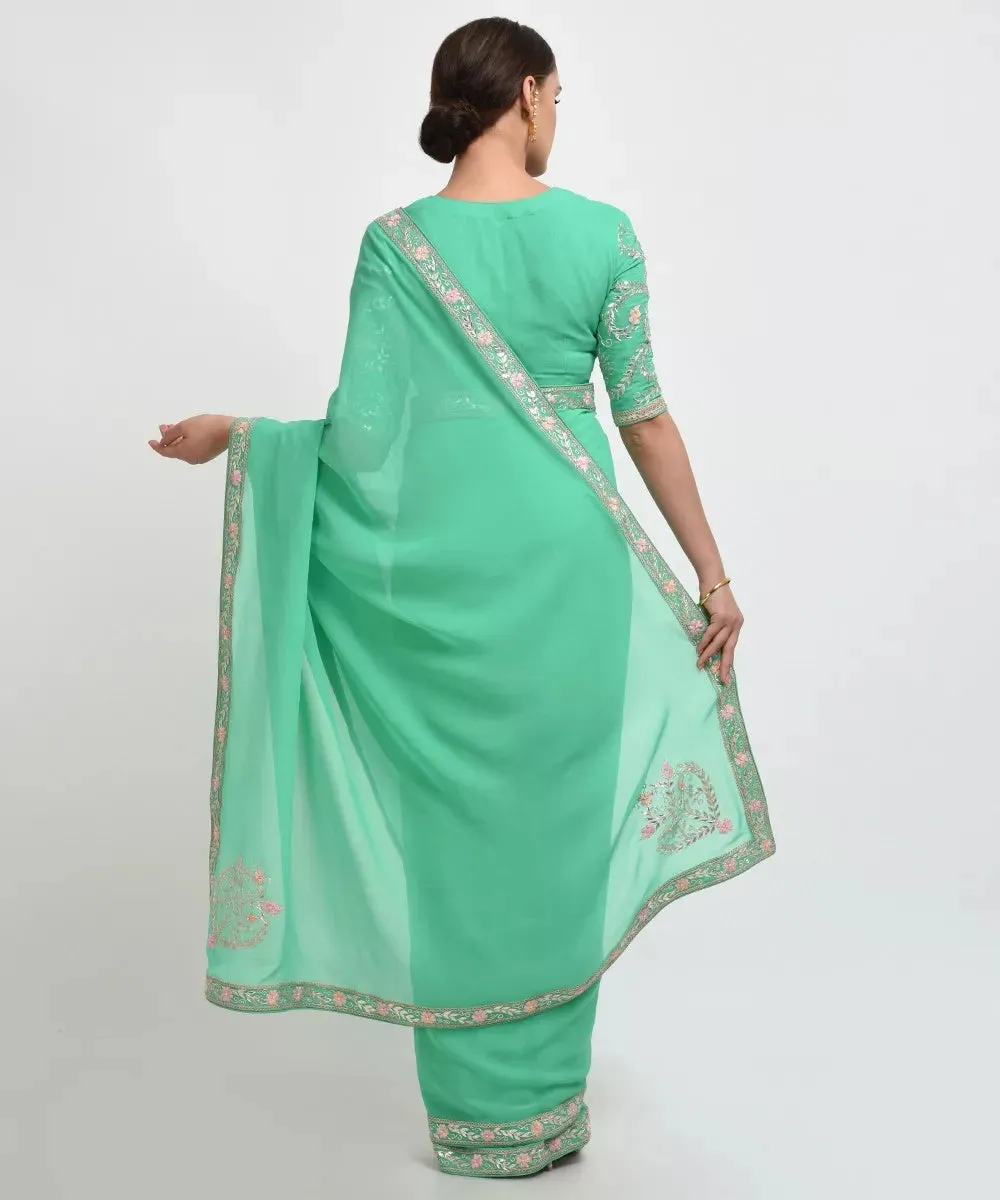 Aquamarine Gota Patti Saree