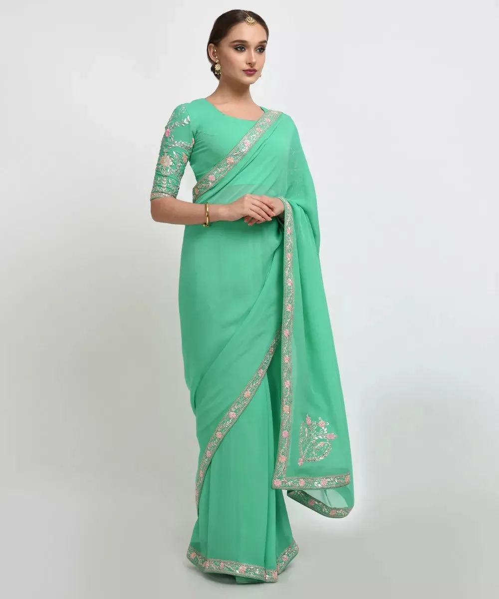 Aquamarine Gota Patti Saree