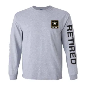 Army Star Retired Sport Long Sleeve Shirt- Grey