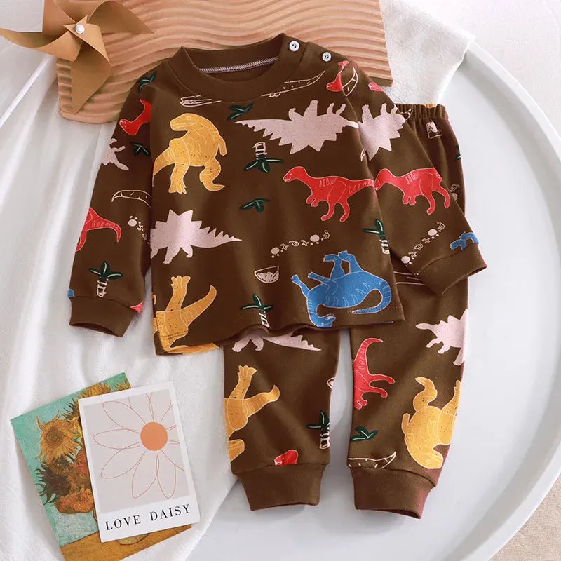 Baby Boys 2024 Dinosaur Cartoon Pajama Sleepwear Set