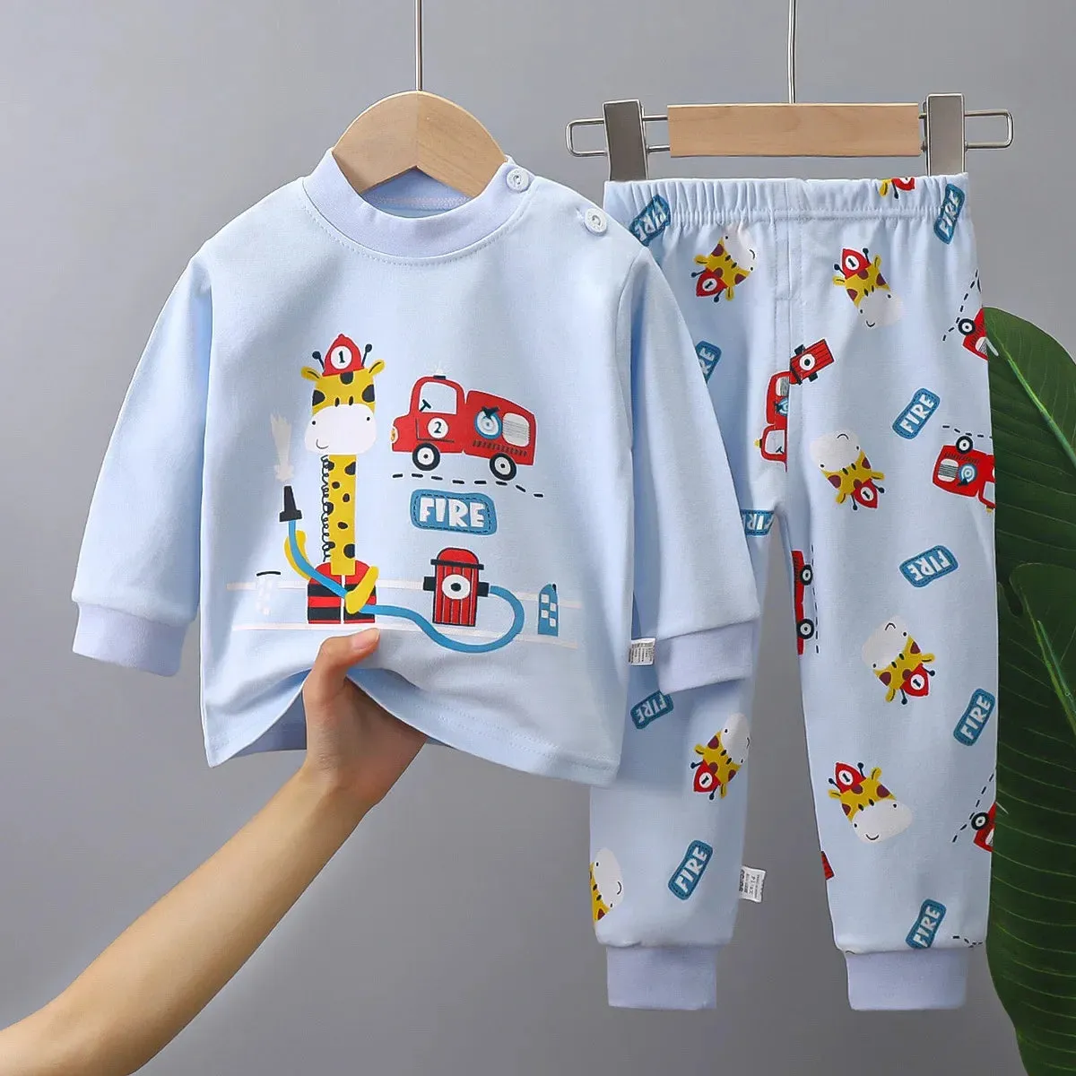 Baby Boys 2024 Dinosaur Cartoon Pajama Sleepwear Set