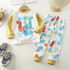 Baby Boys 2024 Dinosaur Cartoon Pajama Sleepwear Set