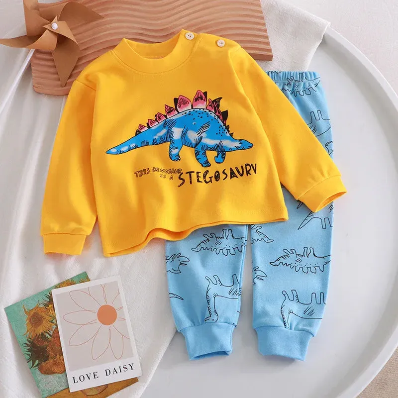 Baby Boys 2024 Dinosaur Cartoon Pajama Sleepwear Set