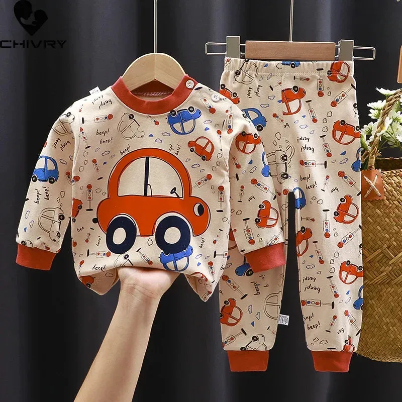 Baby Boys 2024 Dinosaur Cartoon Pajama Sleepwear Set