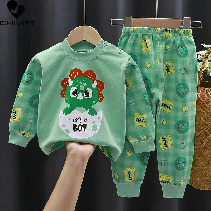 Baby Boys 2024 Dinosaur Cartoon Pajama Sleepwear Set