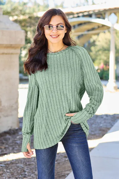 Back To Basics Long Sleeve Thumbhole Knit Top