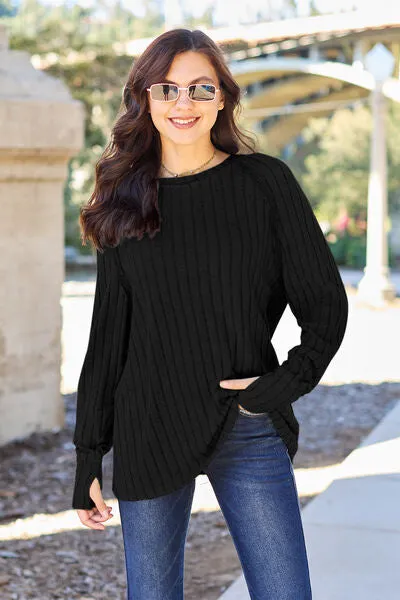 Back To Basics Long Sleeve Thumbhole Knit Top