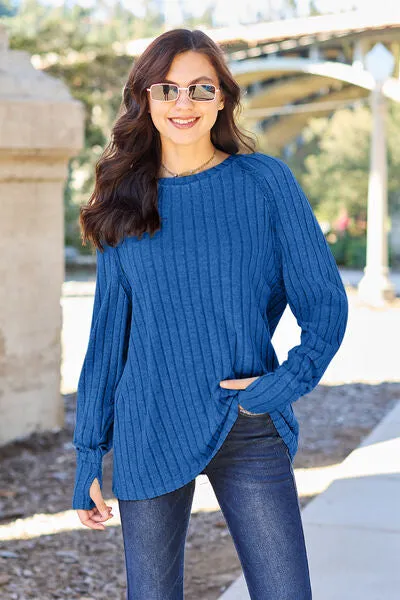 Back To Basics Long Sleeve Thumbhole Knit Top