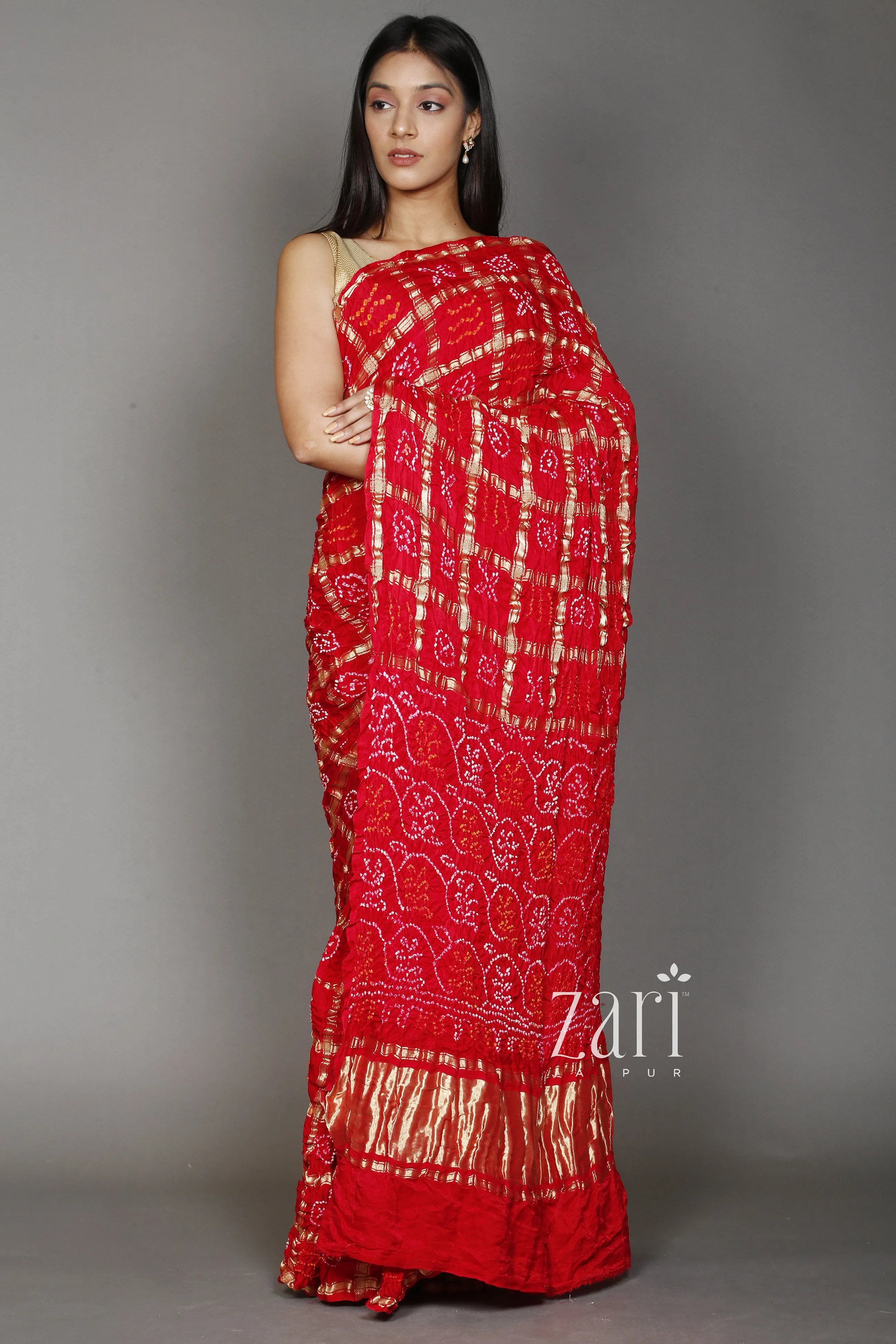 Bandhej Ghatchola Silk Saree with Zari work