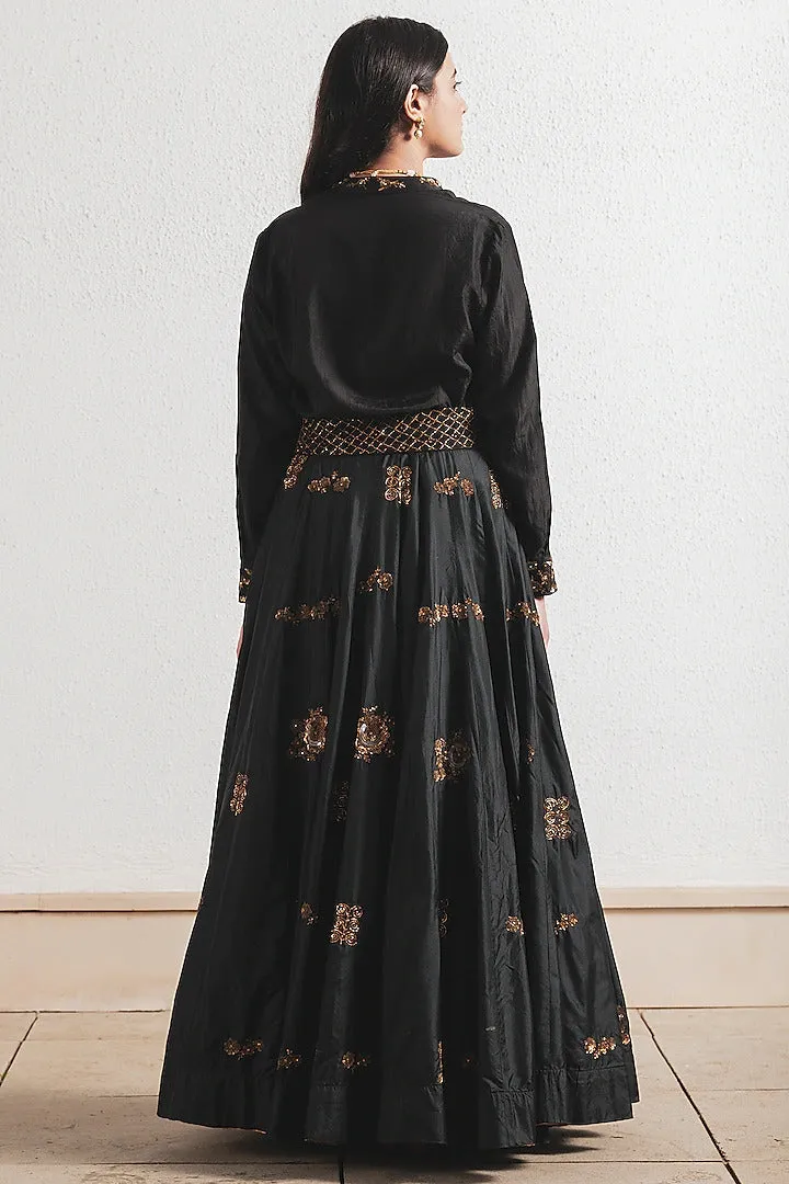 Black Hand Embroidered Lehenga