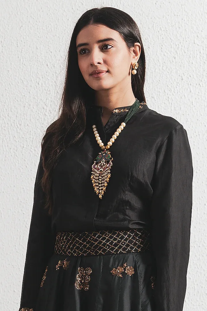 Black Hand Embroidered Lehenga