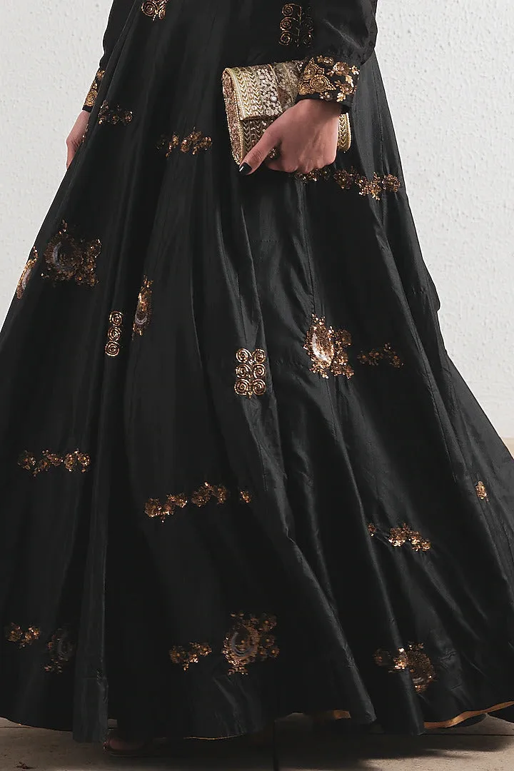 Black Hand Embroidered Lehenga