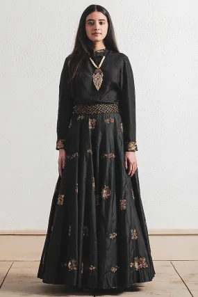 Black Hand Embroidered Lehenga