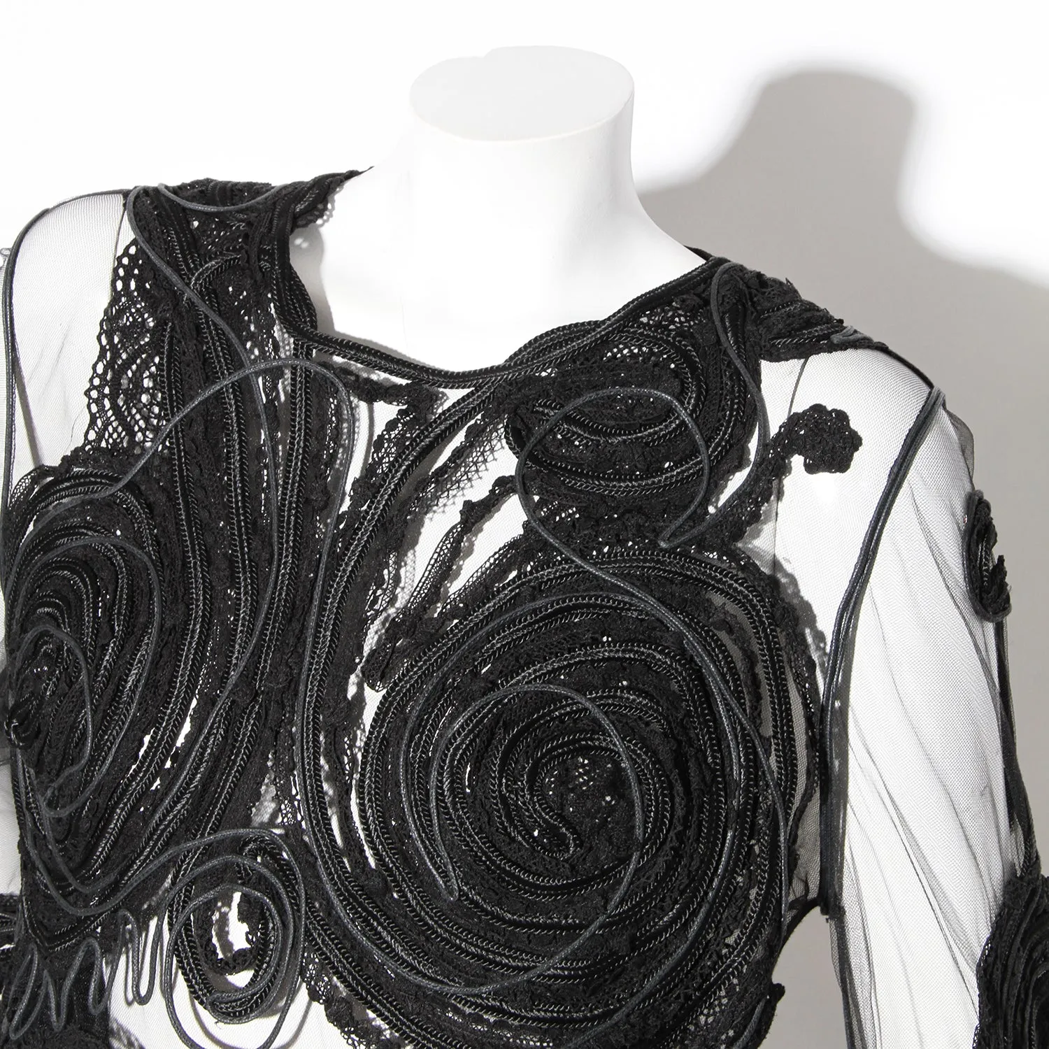 Black Mesh Soutache Top